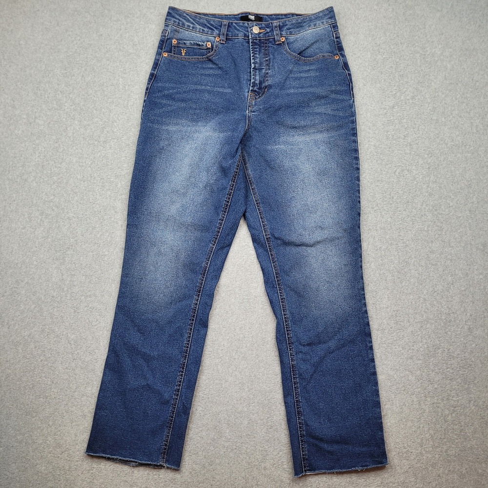Frye Jeans Womens 6/28 Blue High Rise Raw Hem Straight Leg Stretch‎ Denim